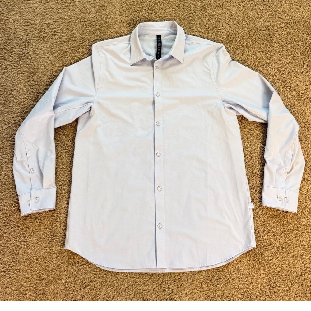 Lululemon Mens New Venture Long Sleeve Shirt Light Blue Stretch LM3E18S Medium